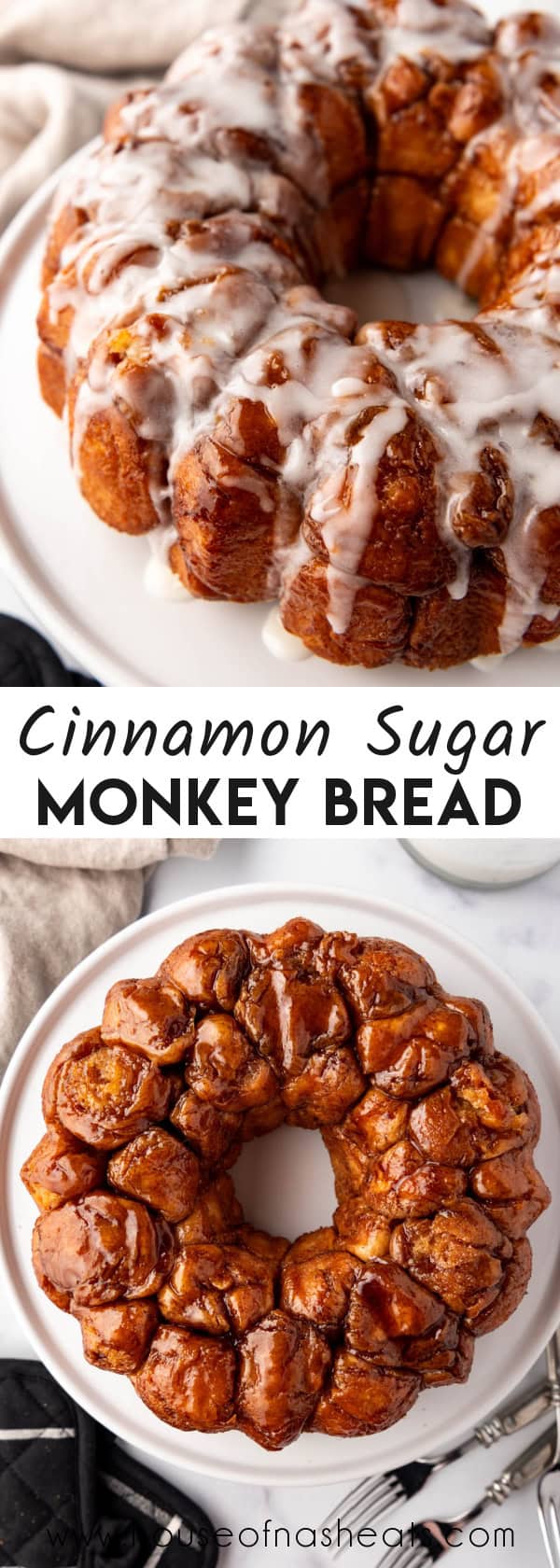 A collage of images of monkey bread with text overlay.