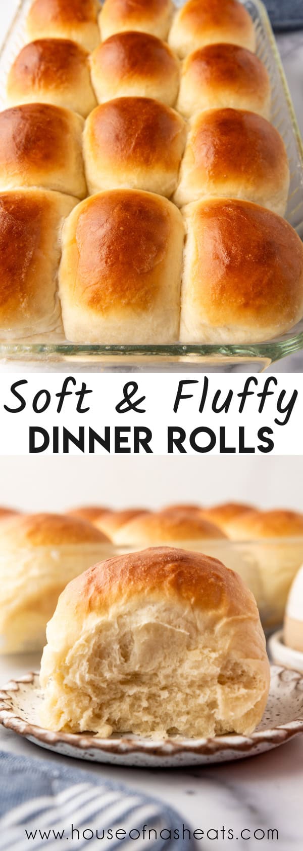 A collage of images of dinner rolls with text overlay.