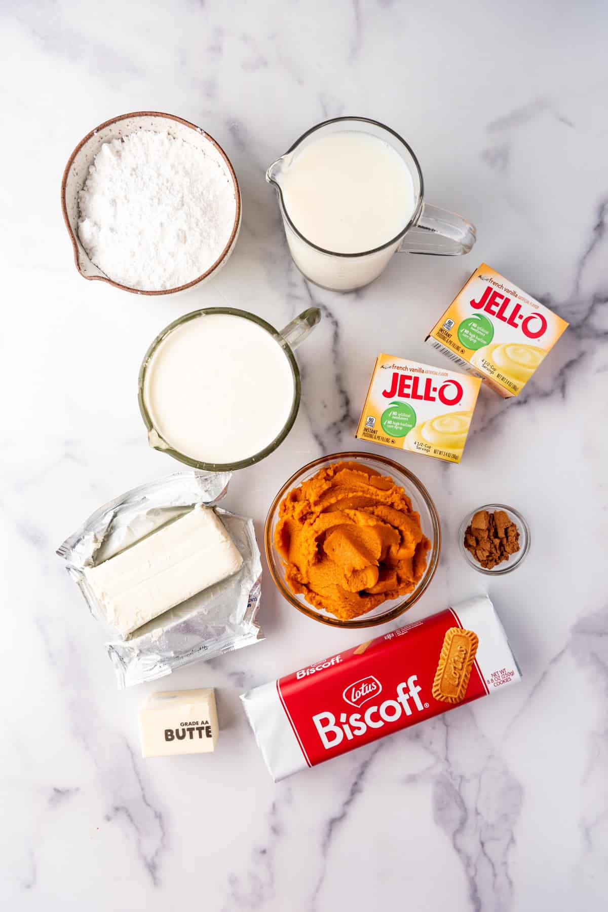 Ingredients for making pumpkin delight.