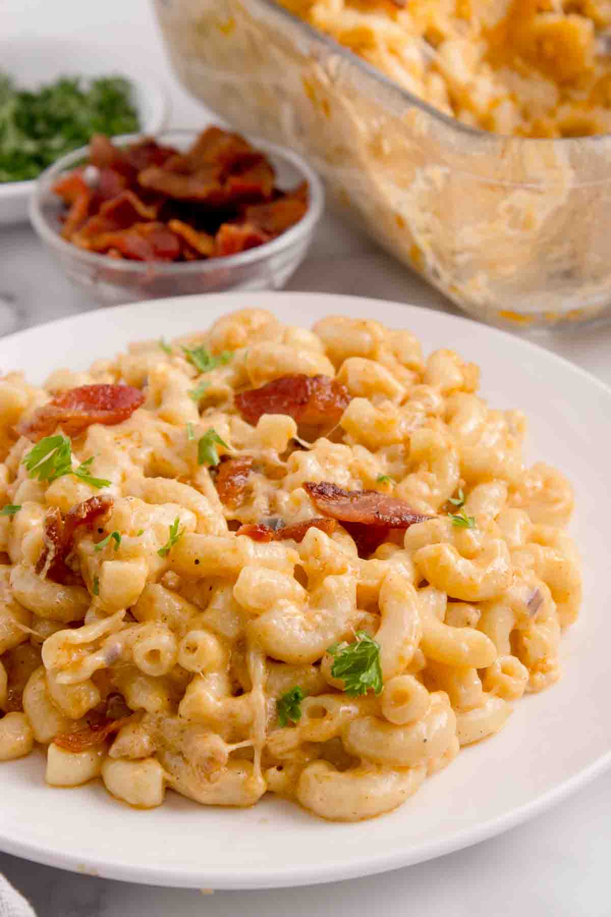 A plate of lobster mac and cheese.