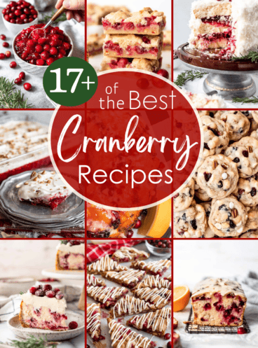 An image of a collage of Cranberry recipes.