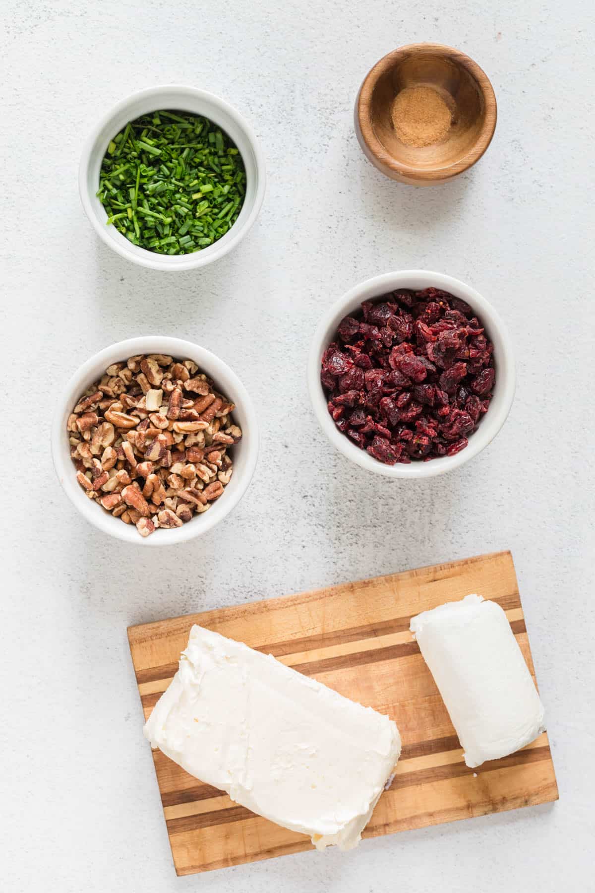 Ingredients for a homemade cheeseball.