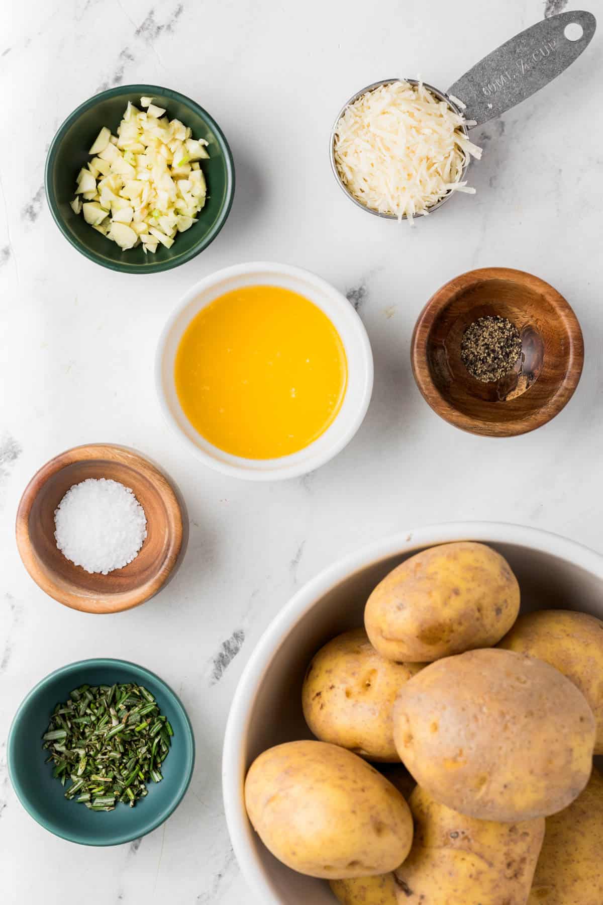 Ingredients for hasselback potatoes.