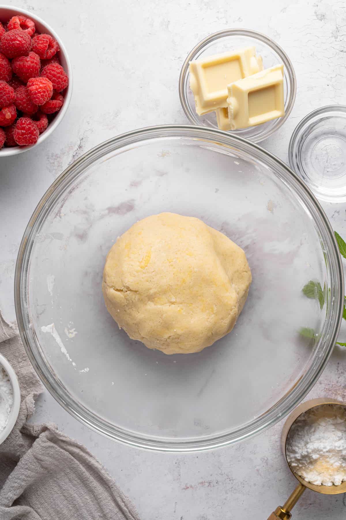 Tart dough in a bowl.