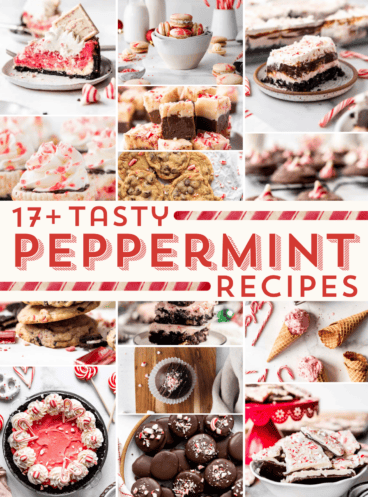 An image of a collage of peppermint recipes.