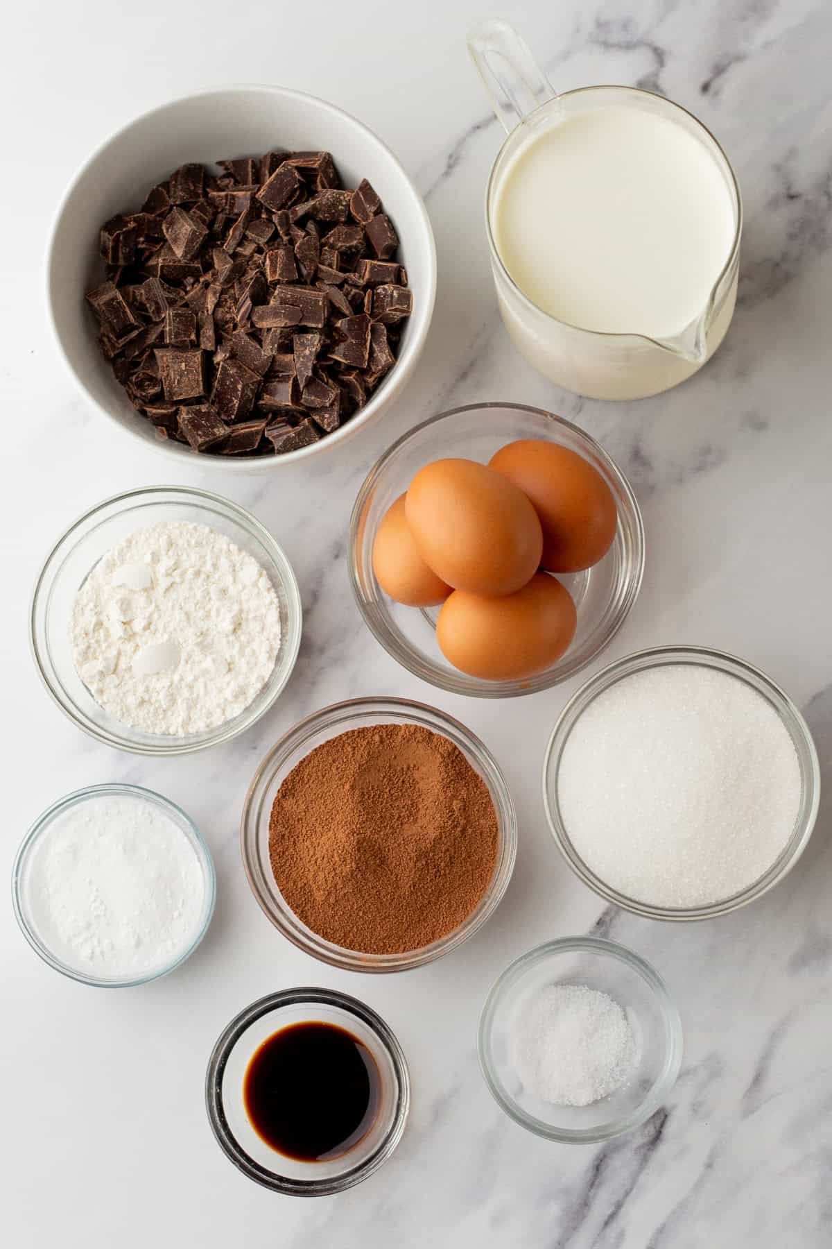 Ingredients for making a buche de noel.