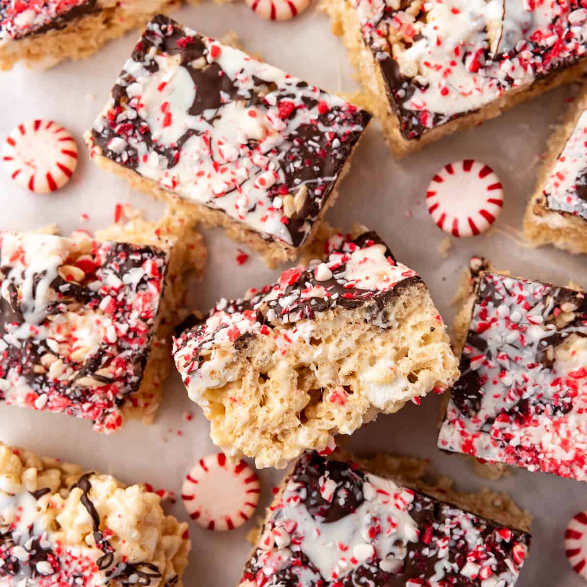 Peppermint Bark Rice Krispies Treats
