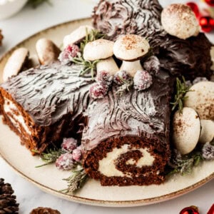 An image of a homemade yule log cake.