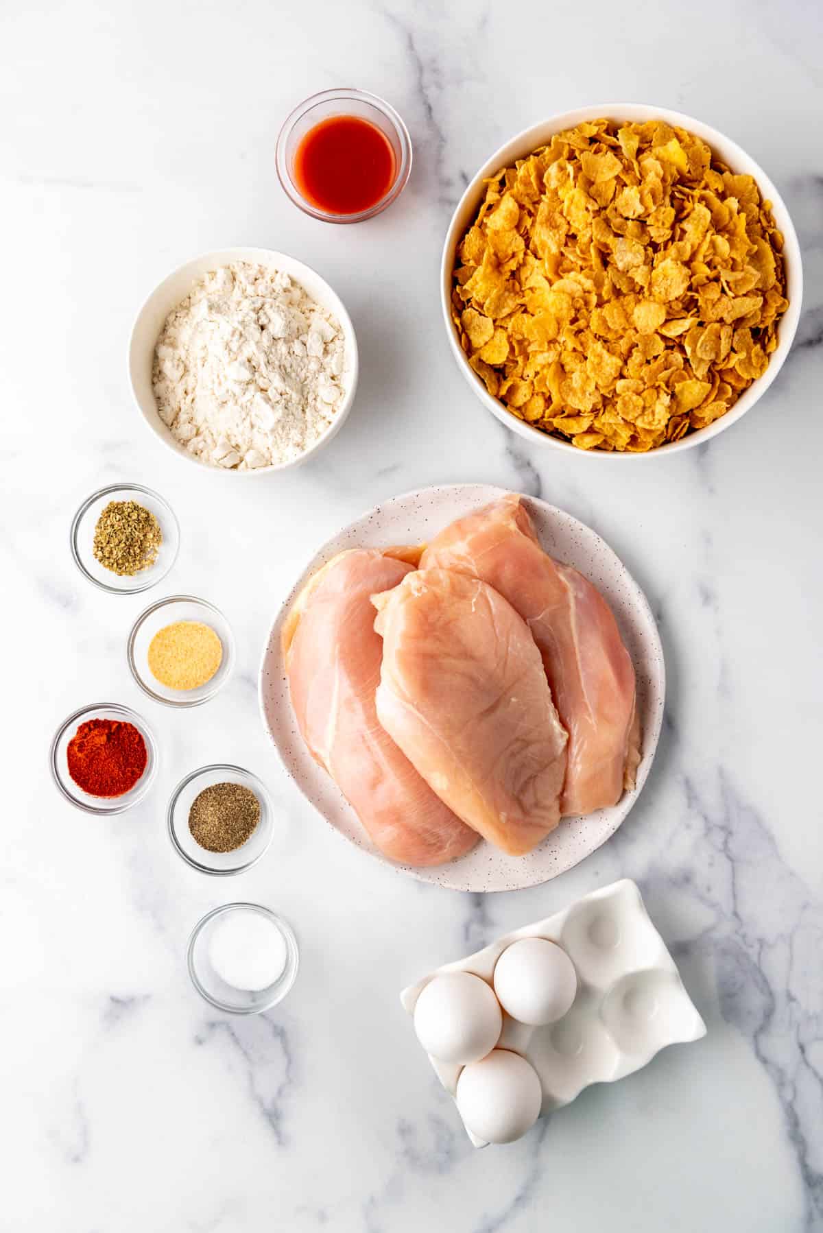 Cornflake chicken ingredients.