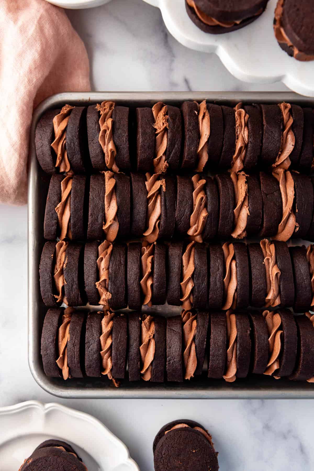 More photos of chocolate nutella sandwich cookies.