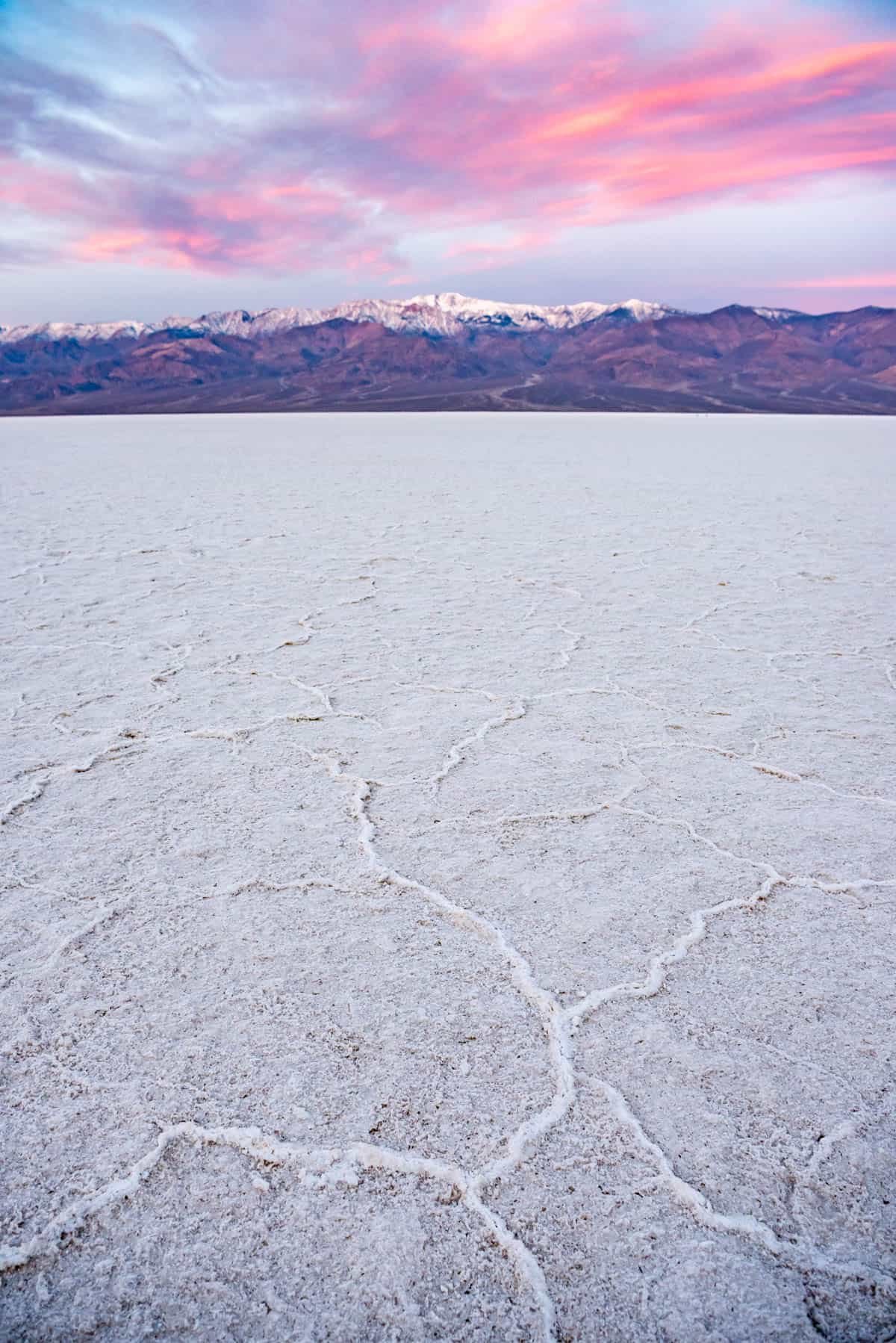 Sunrise at Badwater Basin in Death Valley.