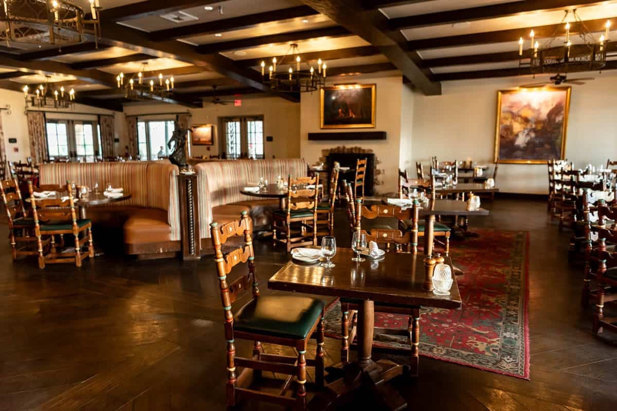 The dining room of the restaurant at the Oasis at Death Valley resort.