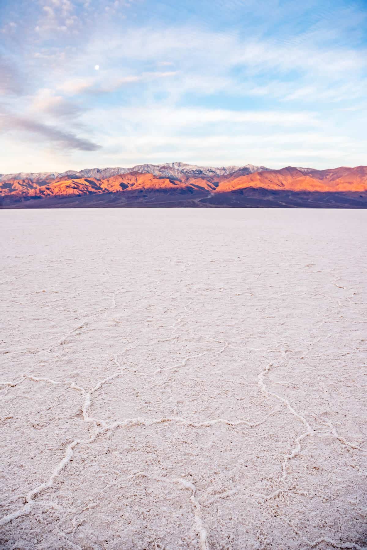 The salt flats at Badwater Basin in Death Valley.