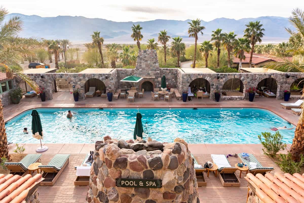 A view of the pool at the Oasis at Death Valley resort.