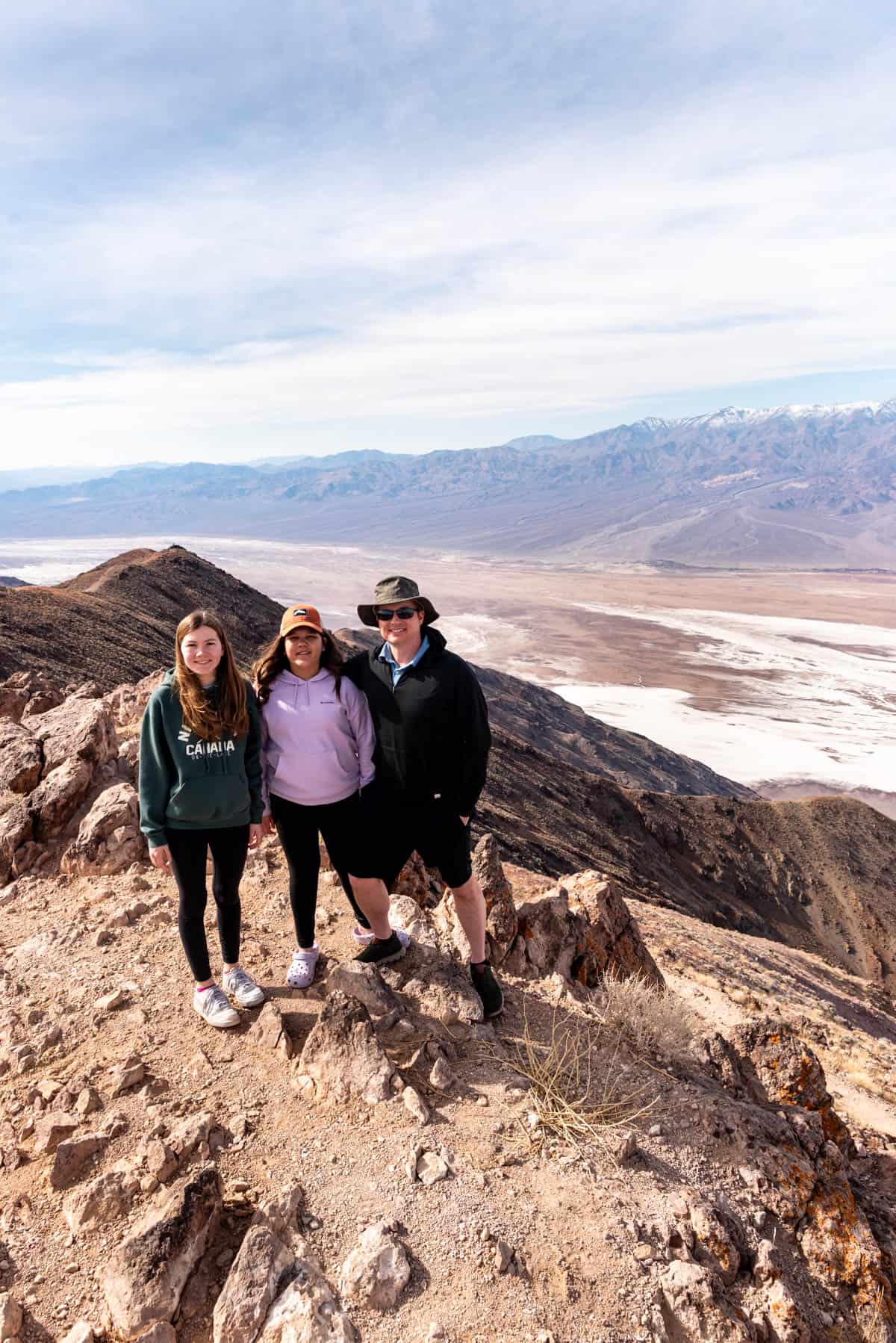 A family at the top of Dante's View in Death Valley.