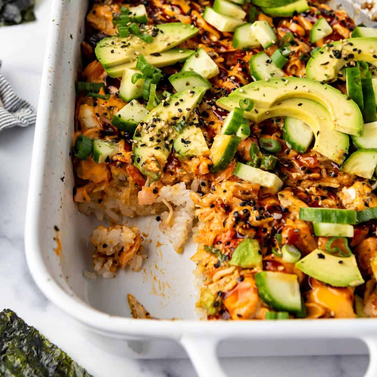 Salmon Sushi Bake