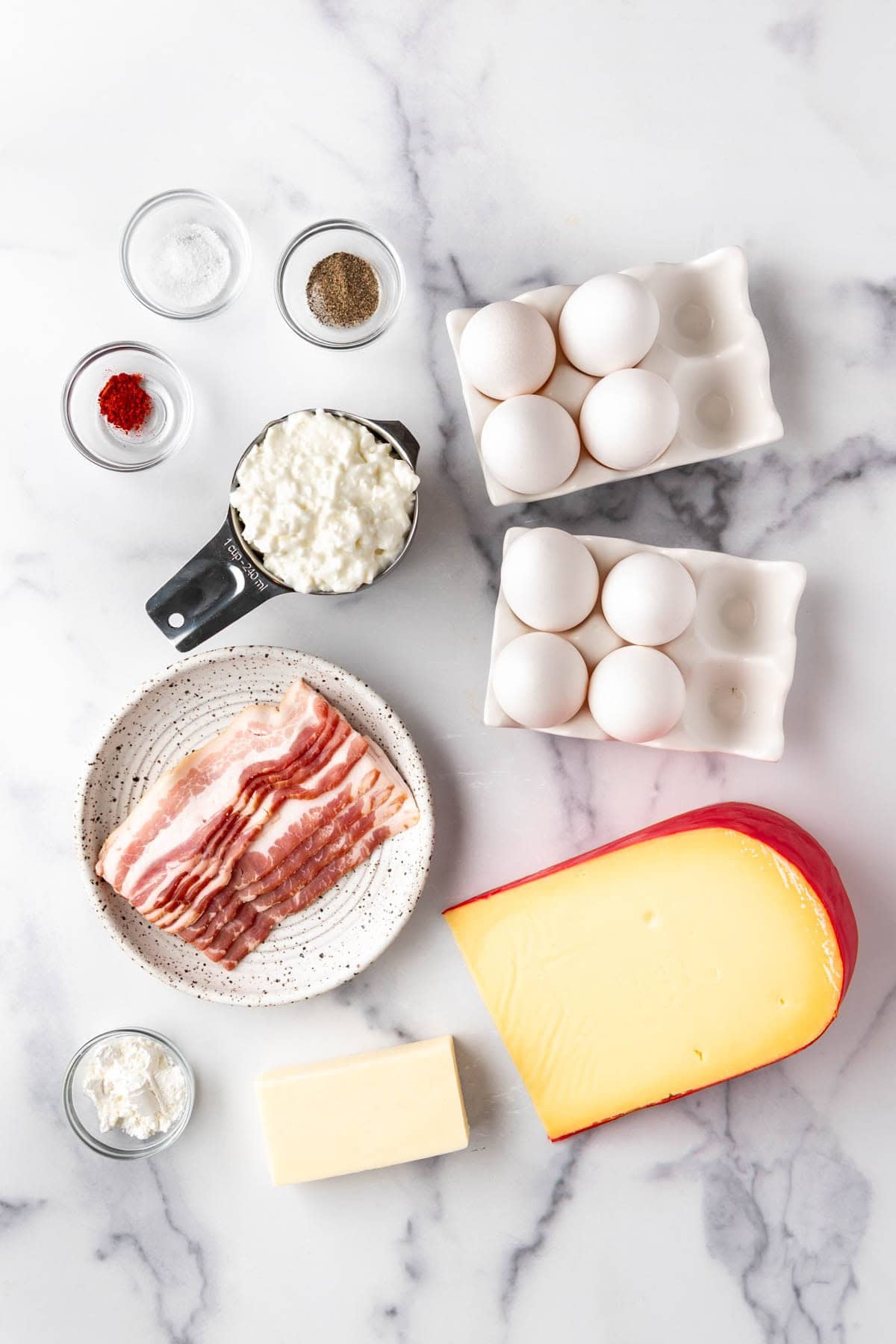 Ingredients for making copycat starbucks egg bites.