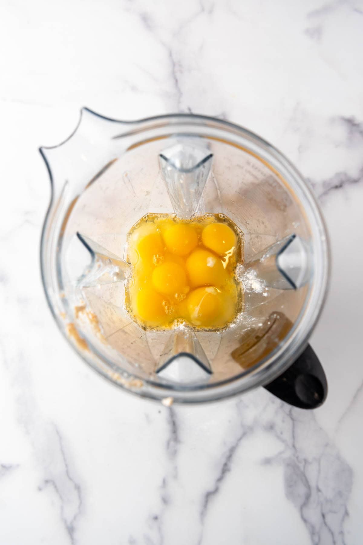 Raw eggs in a blender.