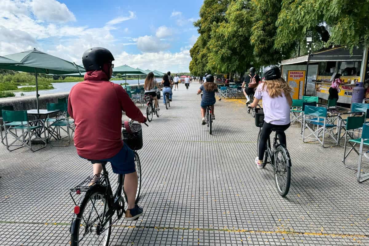 Riding bikes in Buenos Aires.