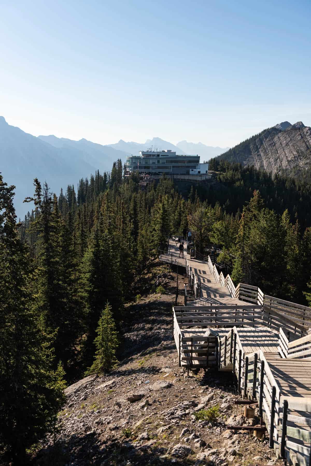 An image of the top of the Banff Gondola building.