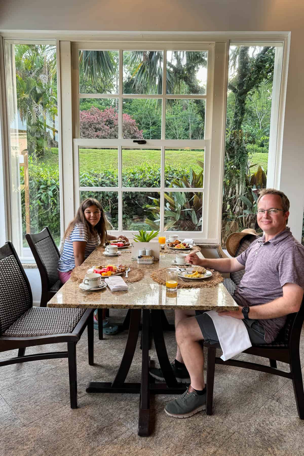 A family at breakfast in Brazil.