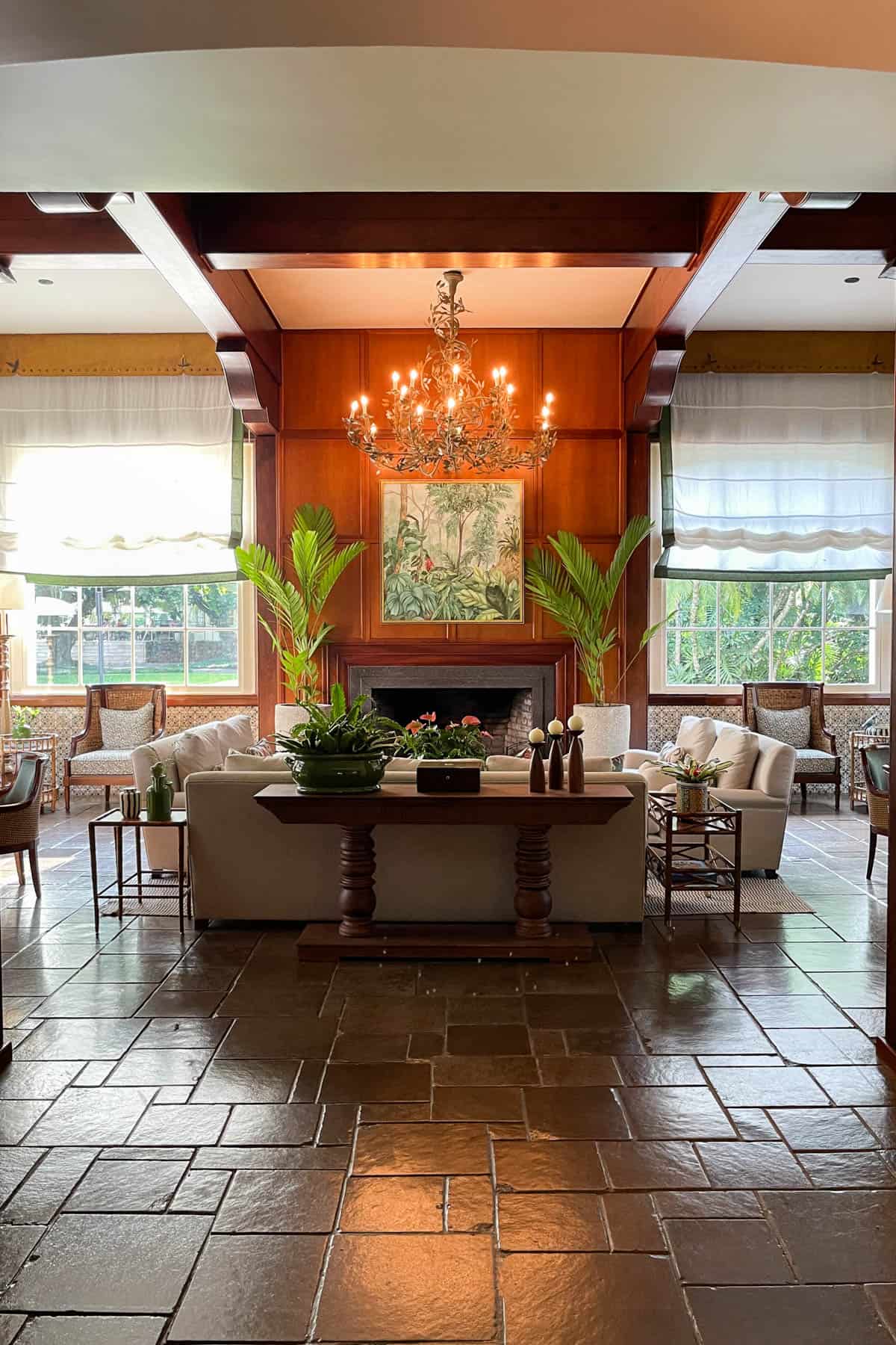An image of the lounge area at Hotel das Cataras at Iguazu Falls in Brazil.