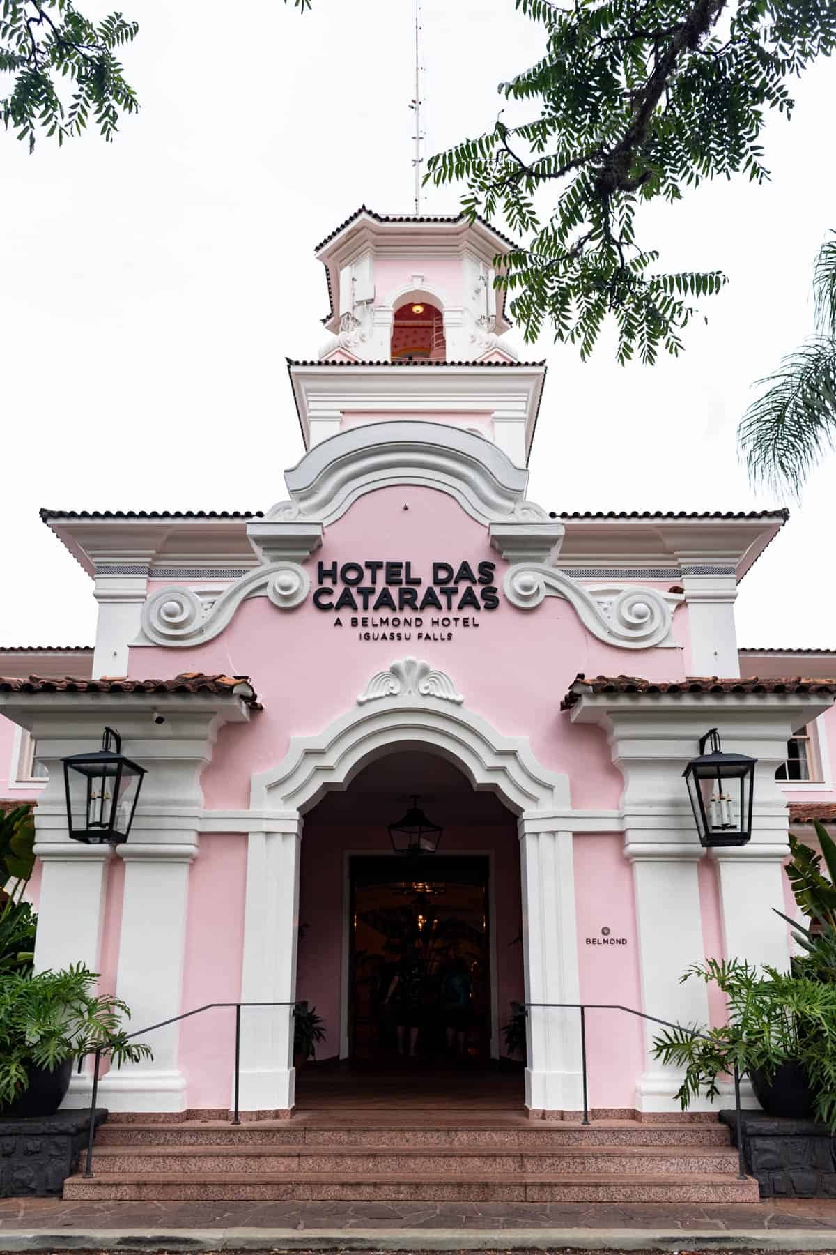 In image of the front of Hotel das Cataras at Iguazu Falls in Brazil.