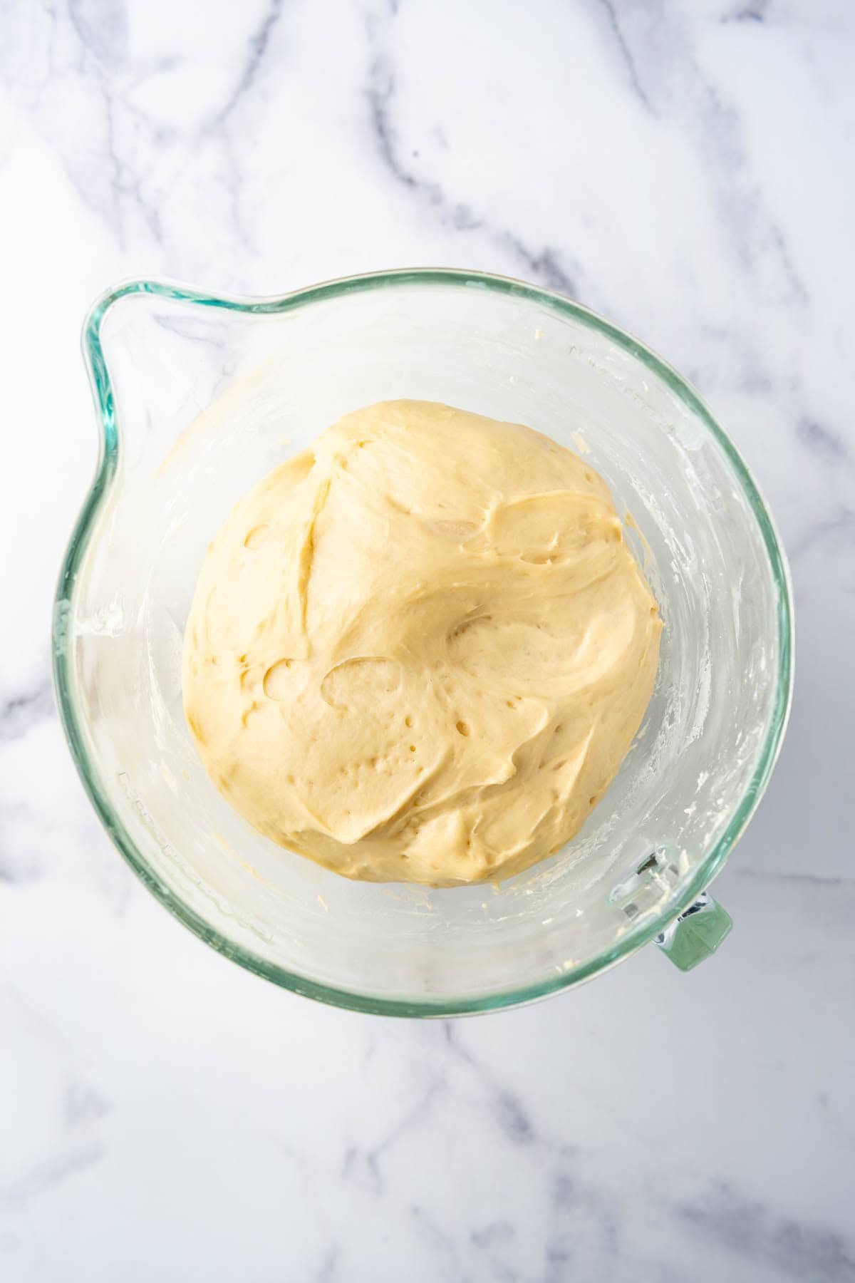 Brioche bread dough that has doubled in size.