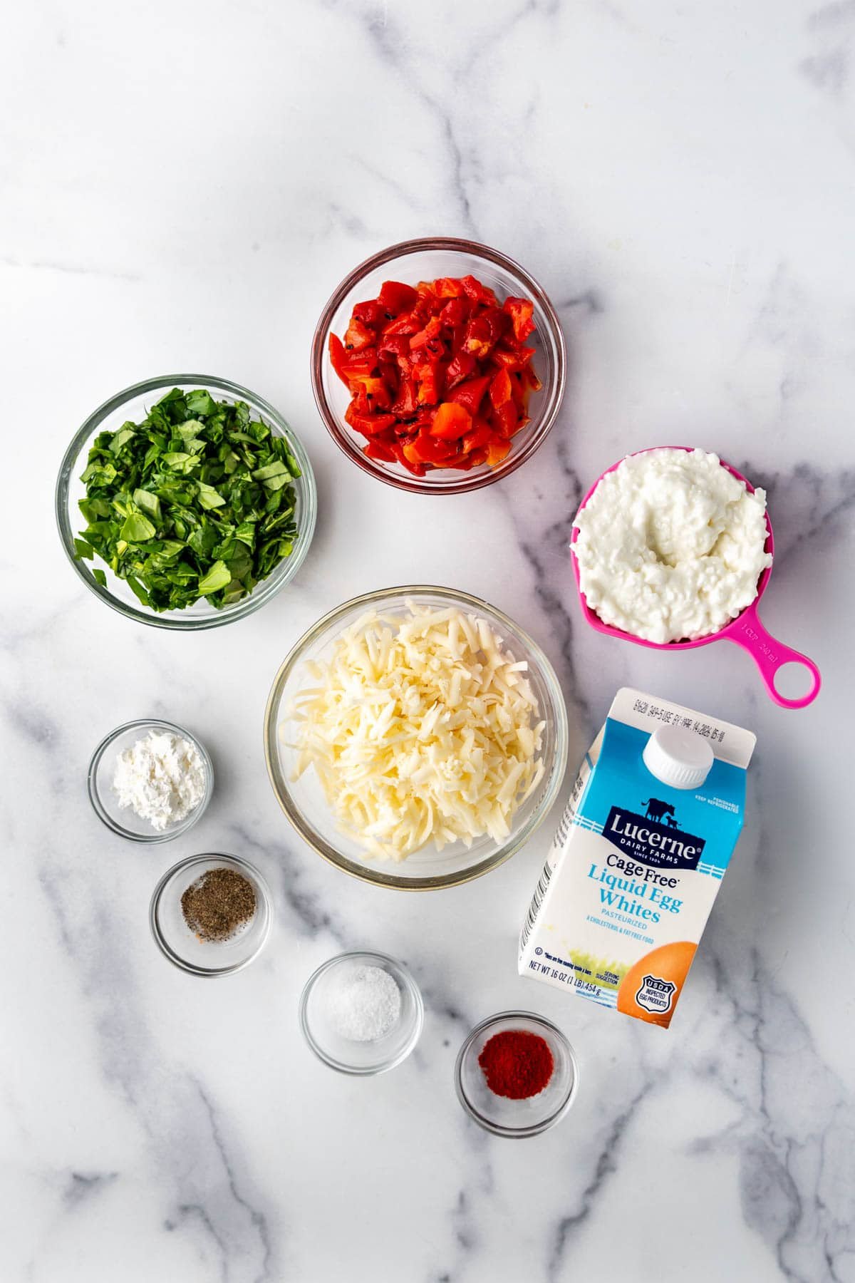 Ingredients for making egg white bites.