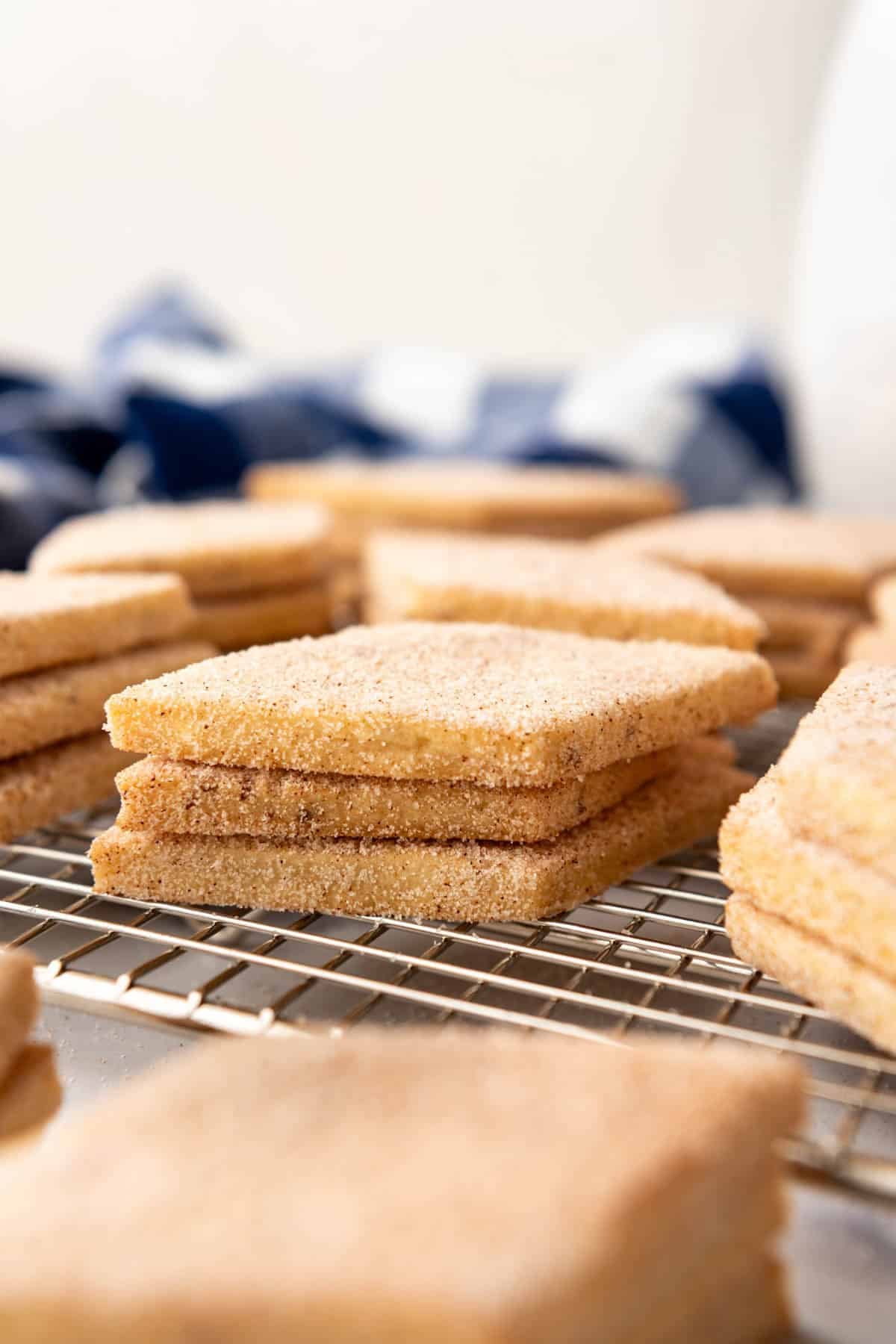 A close-up image of a stack of biscochitos.