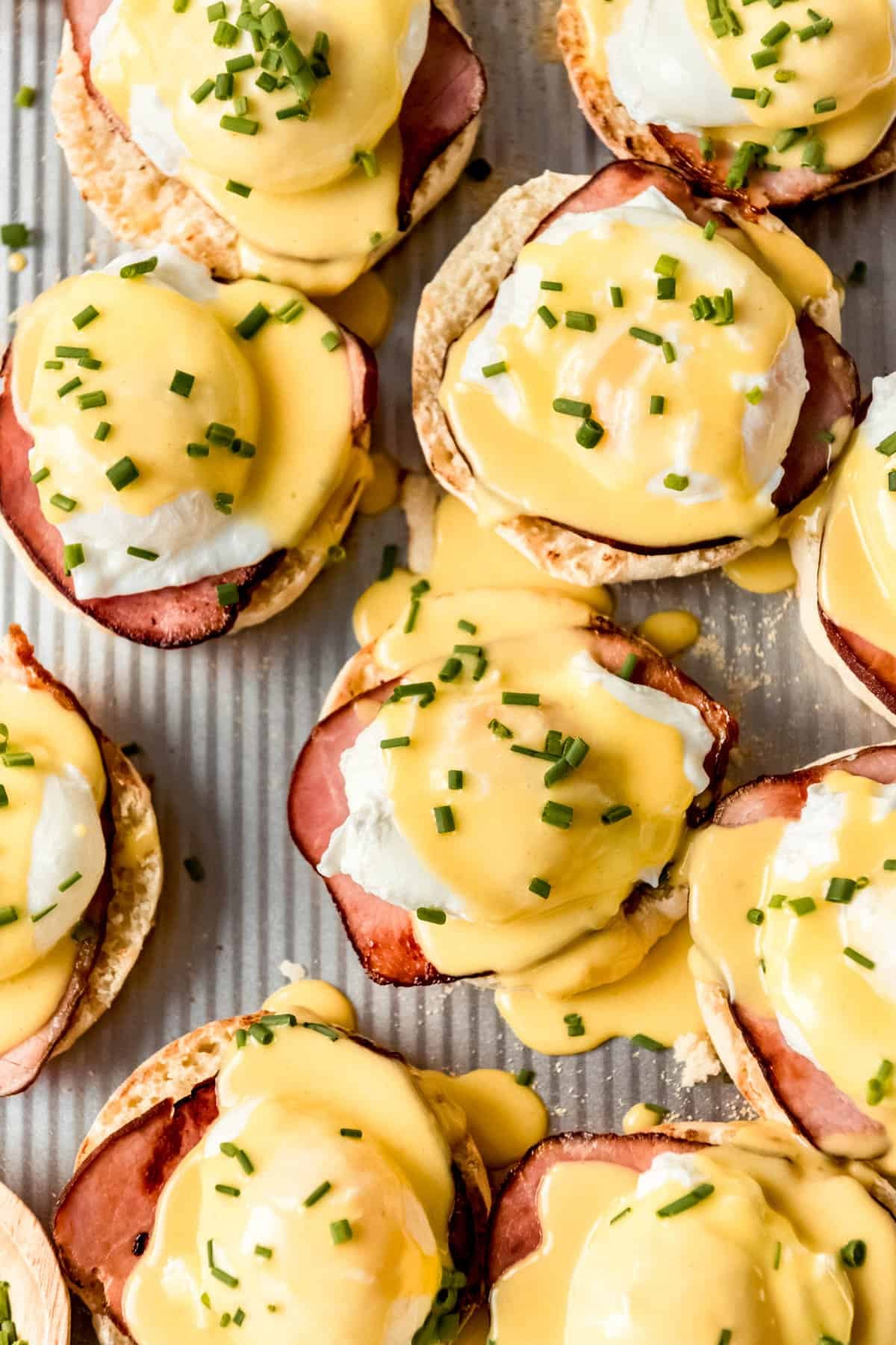 Eggs benedict with hollandaise sauce.