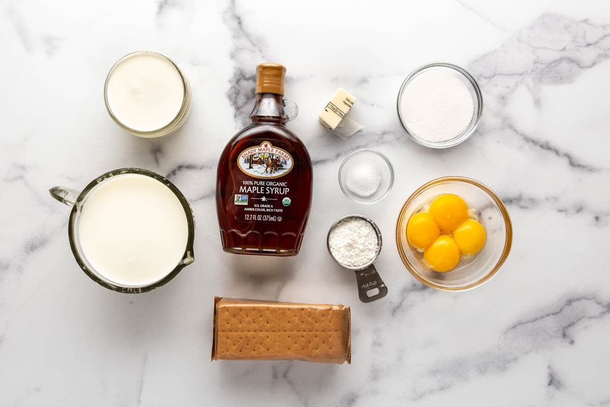 Ingredients for making a maple cream pie.
