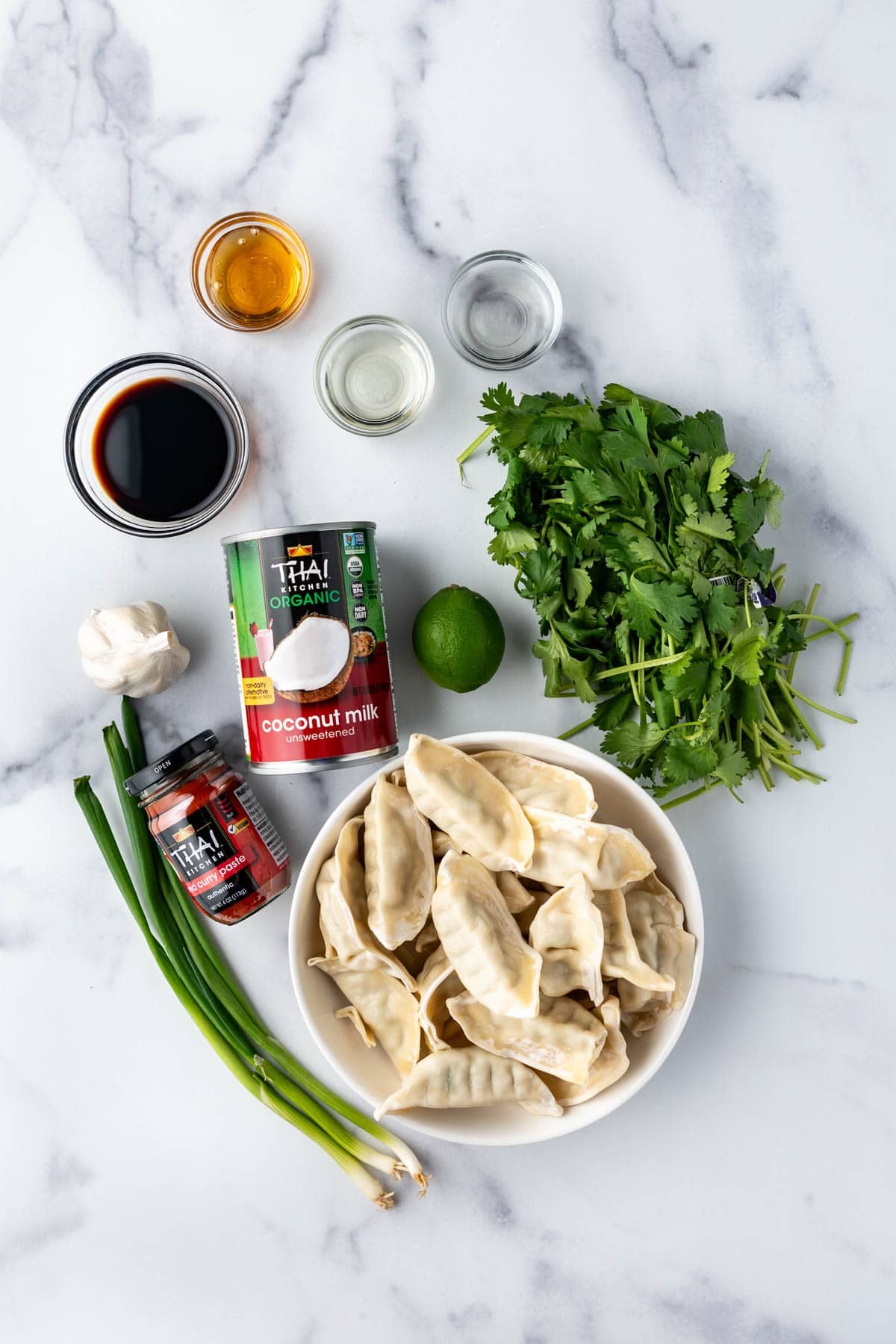 Ingredients for making the viral TikTok baked dumplings.