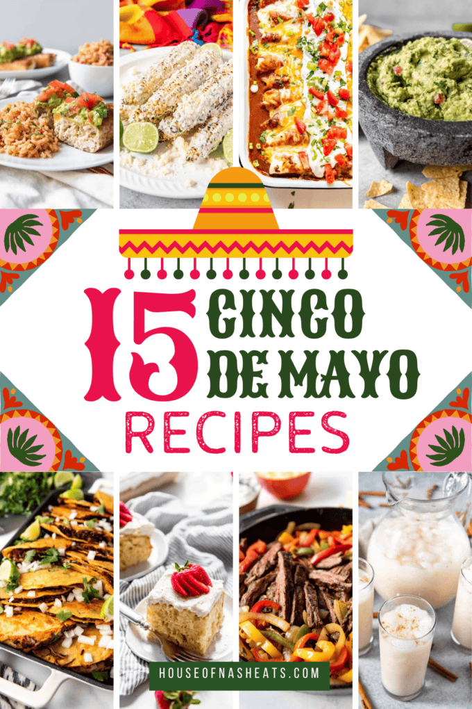 A collage of images of Mexican food with text overlay.
