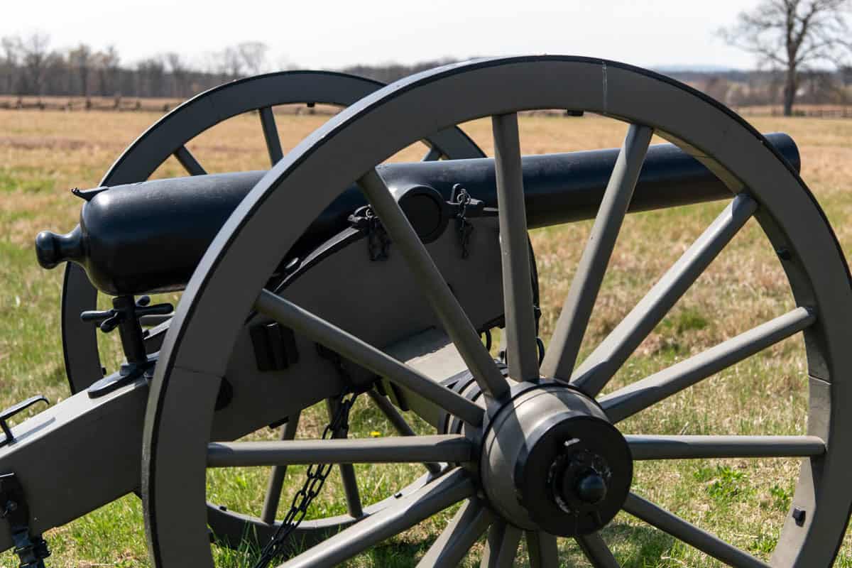 A close up image of the wheels supporting a cannon at Gettysburg.