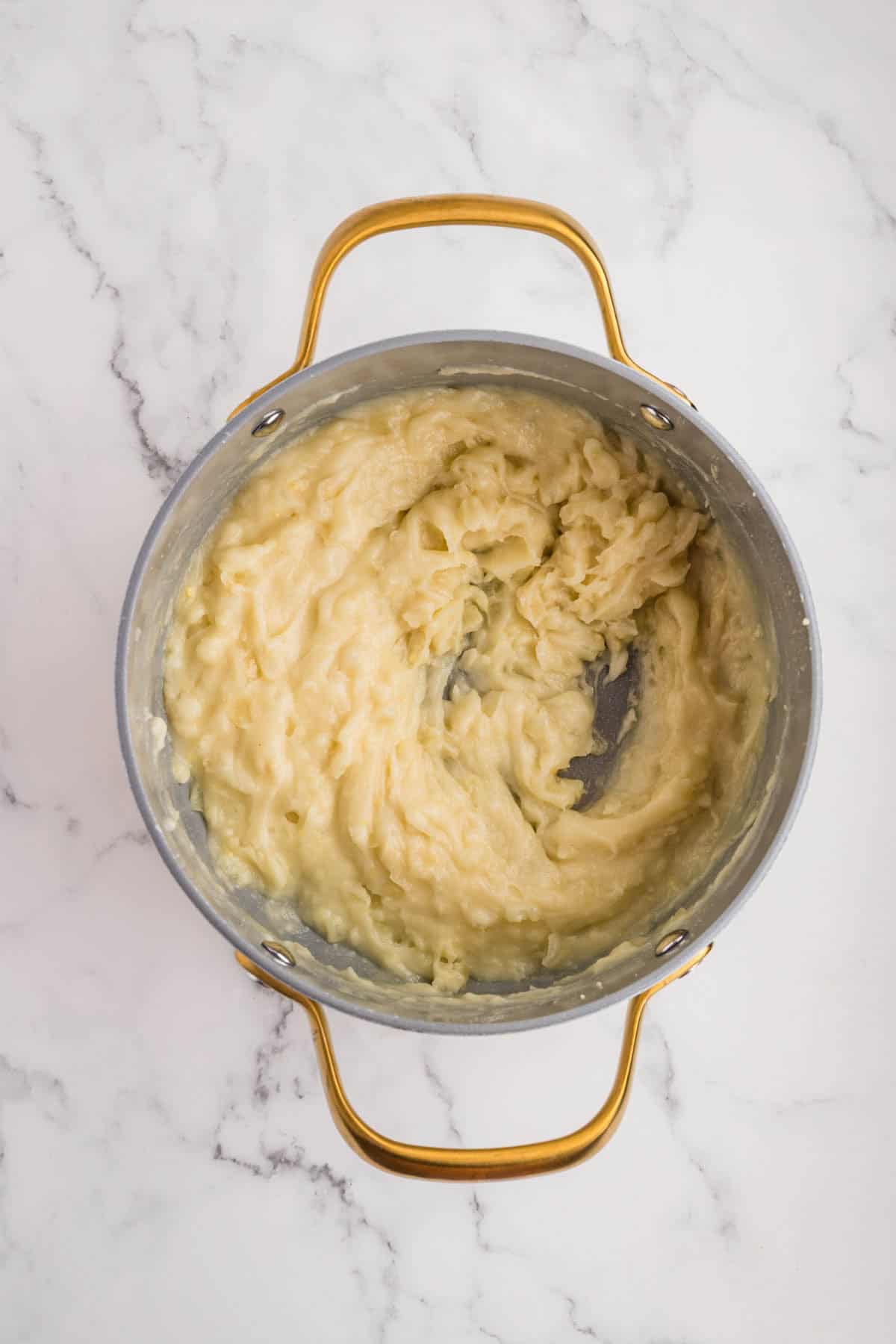 A thick roux in a pot.