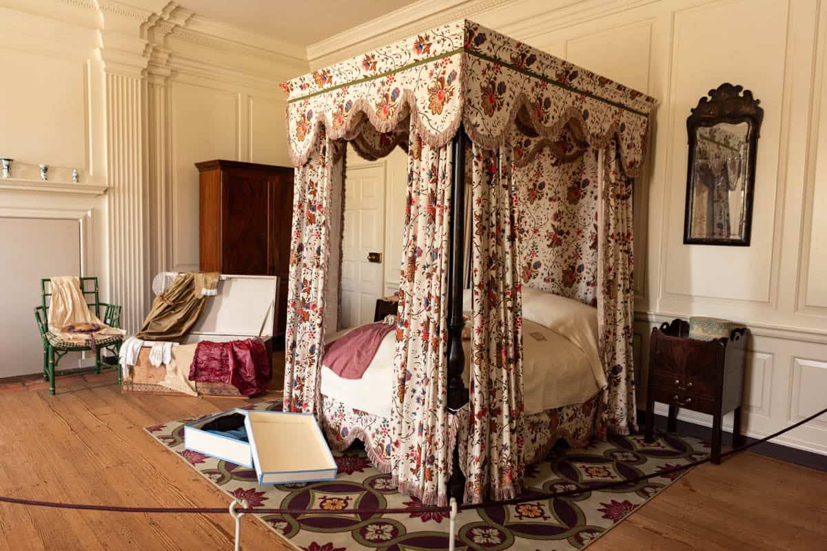 A bedroom in the Governor's Mansion in Colonial Williamsburg.