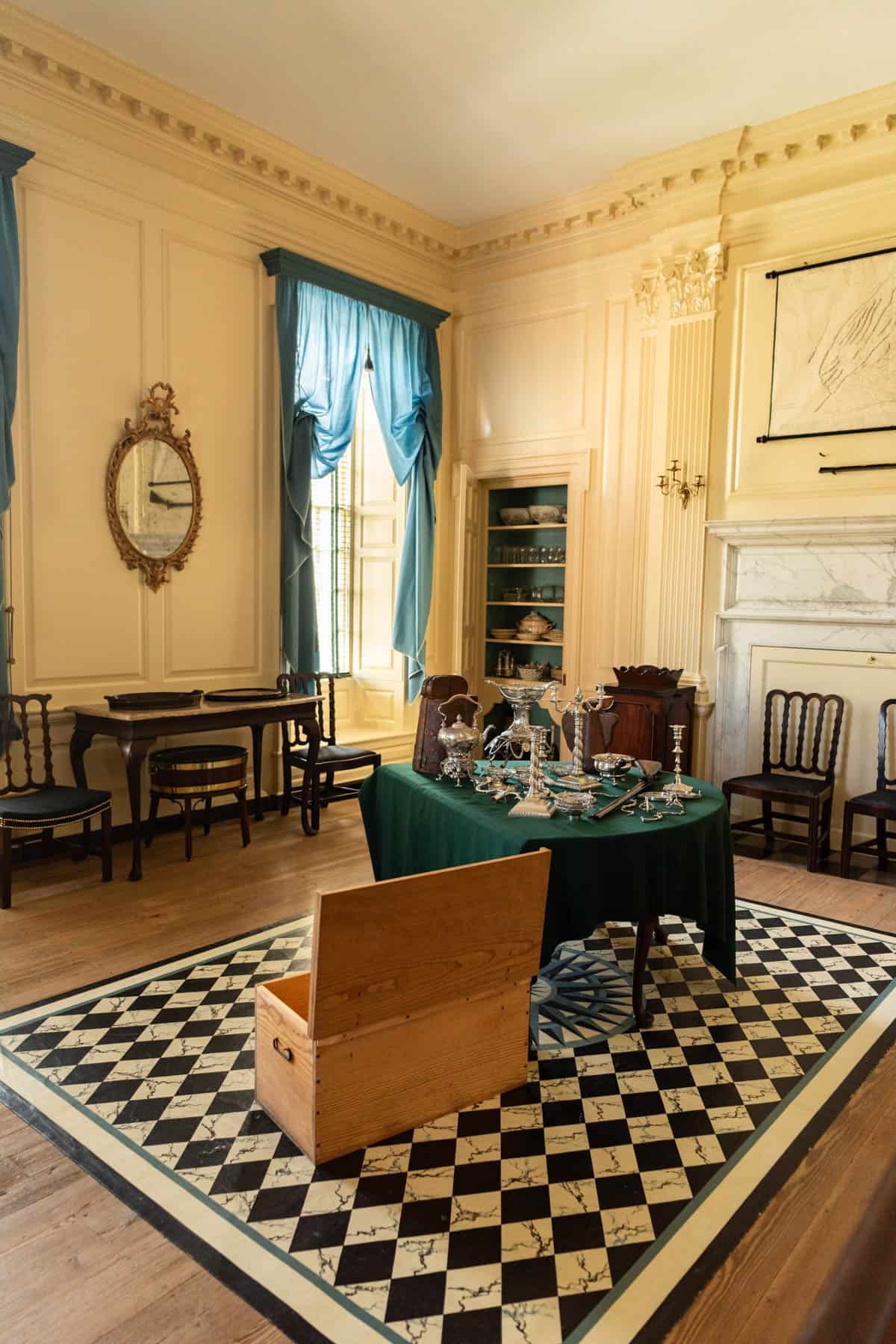 A dining room in the Governor's Mansion in Colonial Williamsburg.