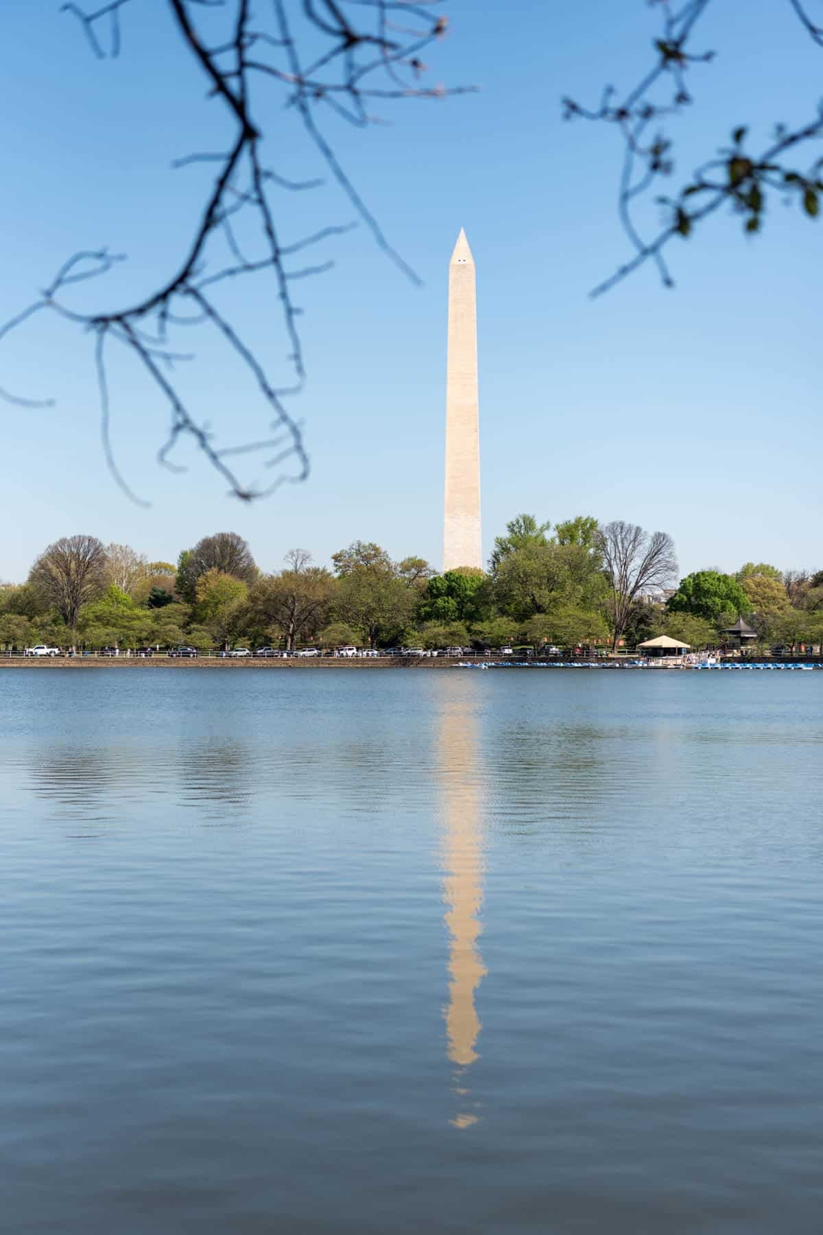 An image of the Washington Monument reflecting over water.