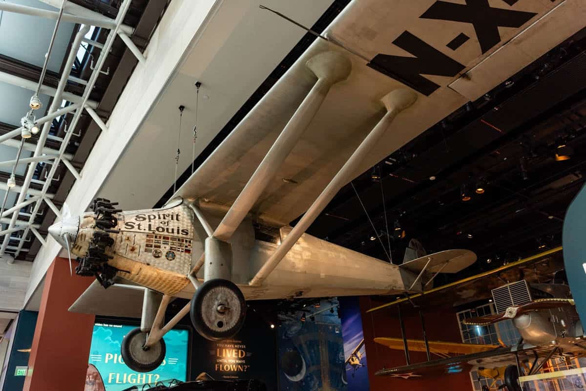 The Spirit of St. Louis airplane in the Air & Space Museum in Washington D.C.