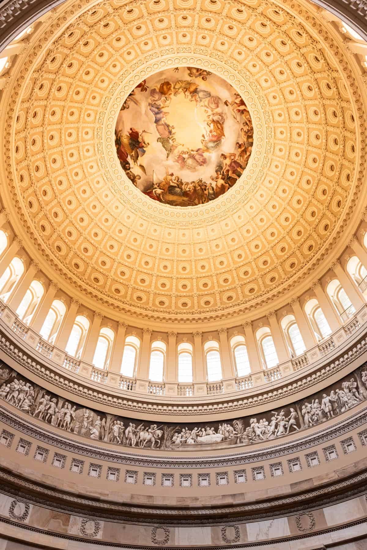 An image of the painting on the inside of the rotunda in the U.S. Capitol Building.