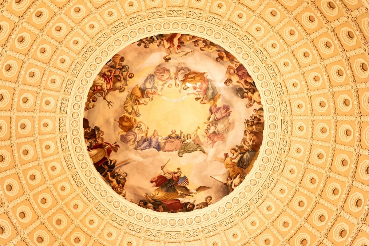 An image of the painting on the inside of the rotunda in the U.S. Capitol Building.