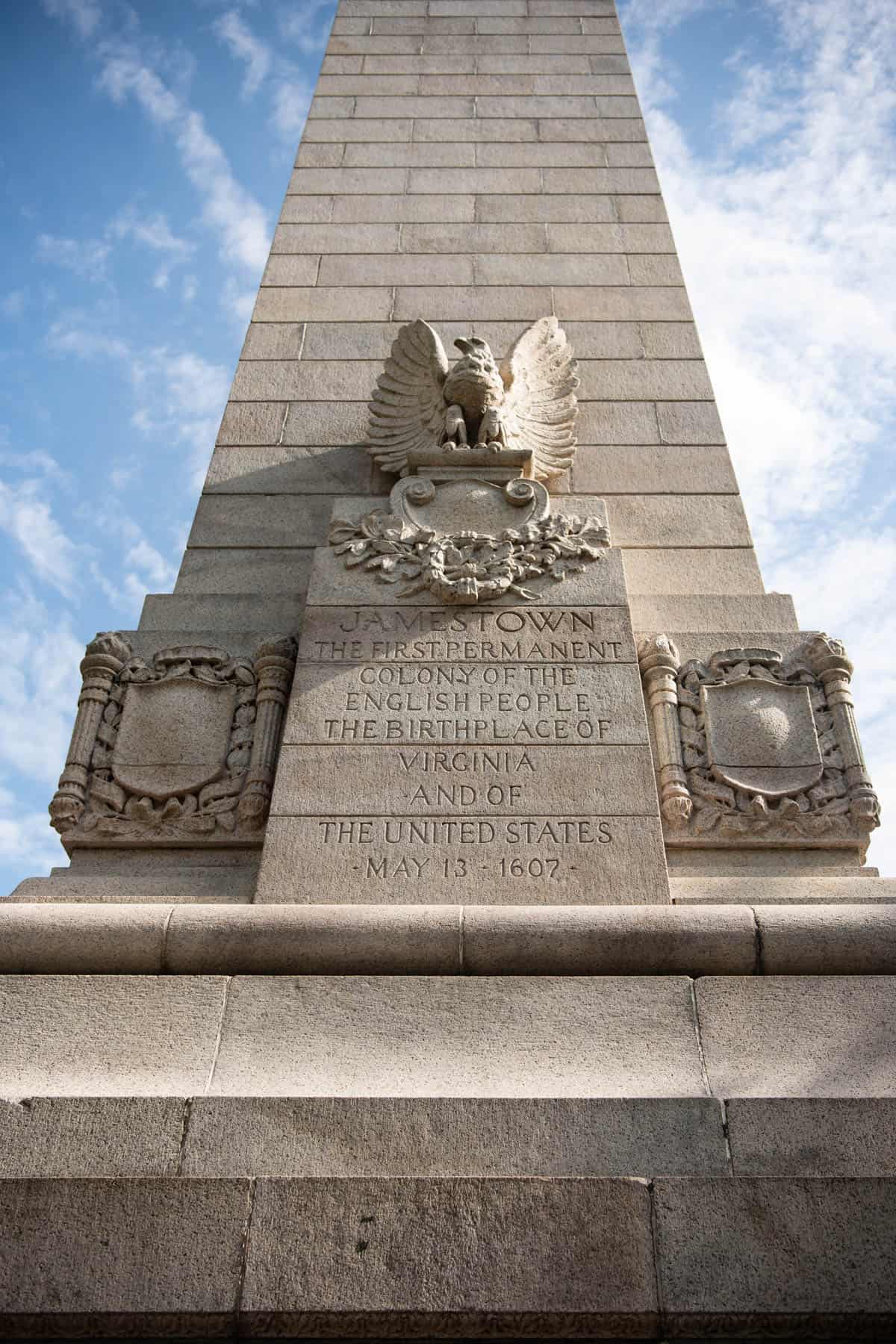 An image of a monument at Jamestown, Virginia.