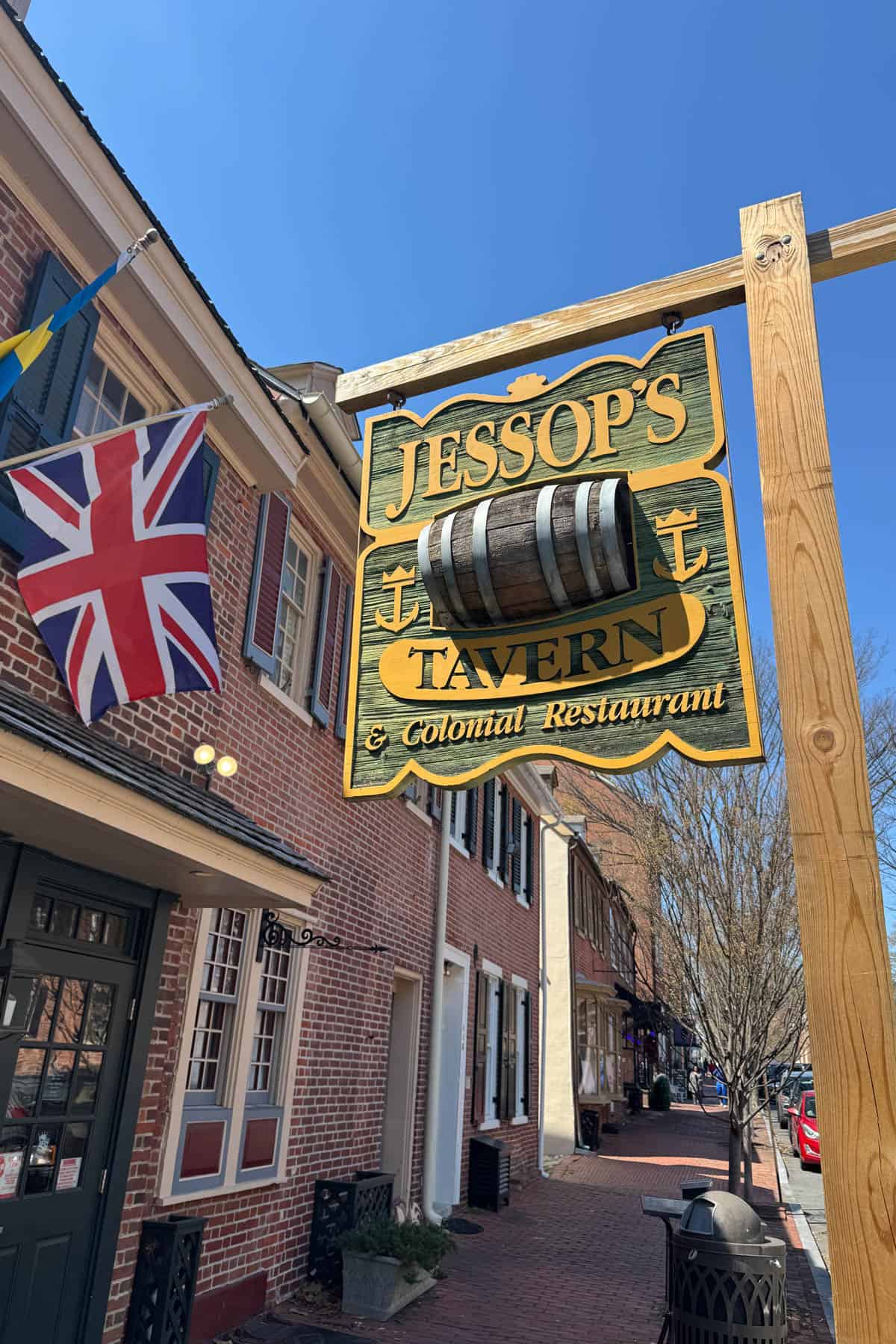 An image of the sign for Jessop's Tavern in New Castle, Delaware.
