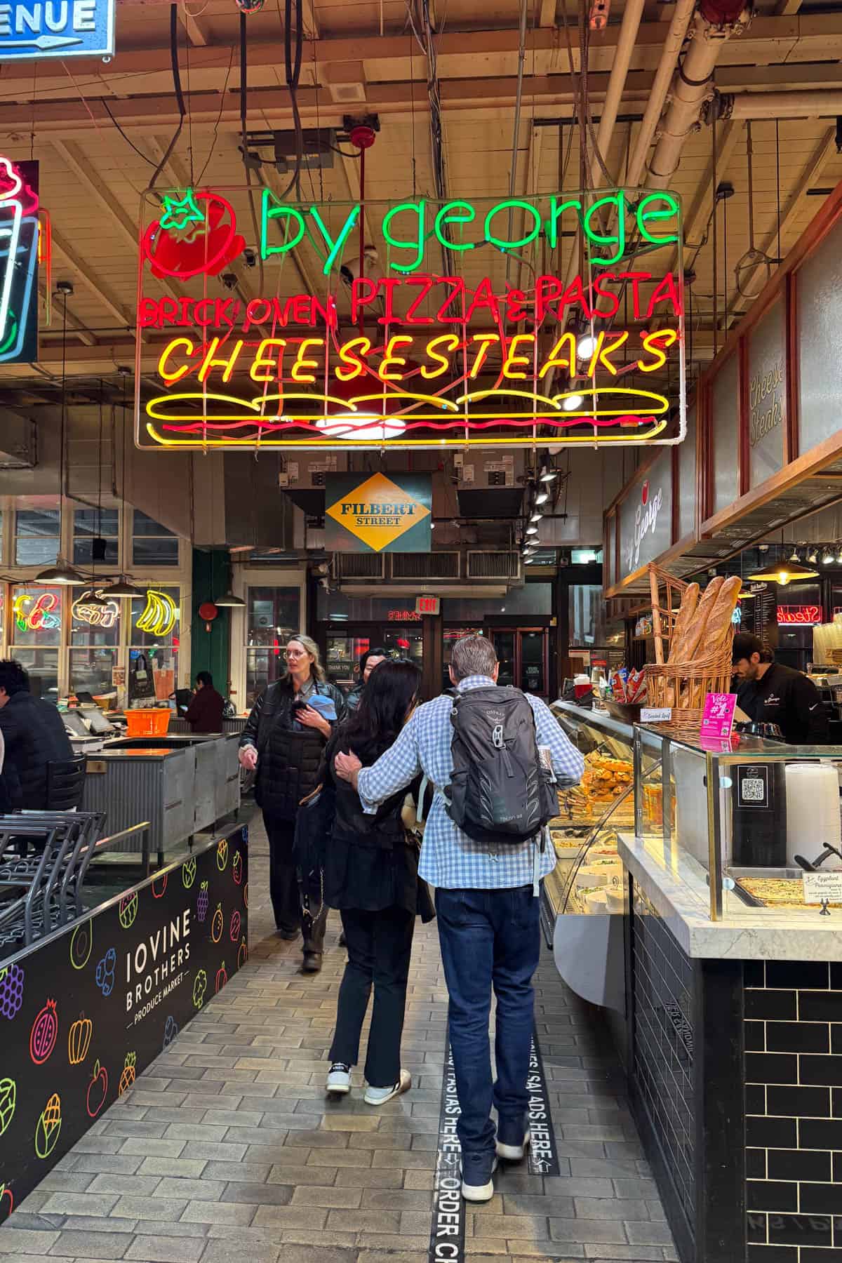 An image of a Philly cheesesteak sign in Reading Terminal Market in Philadelphia.