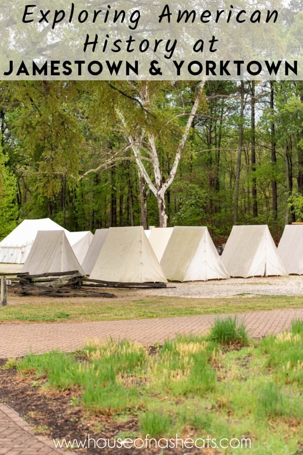 A Revolutionary War military encampment with text overlay.