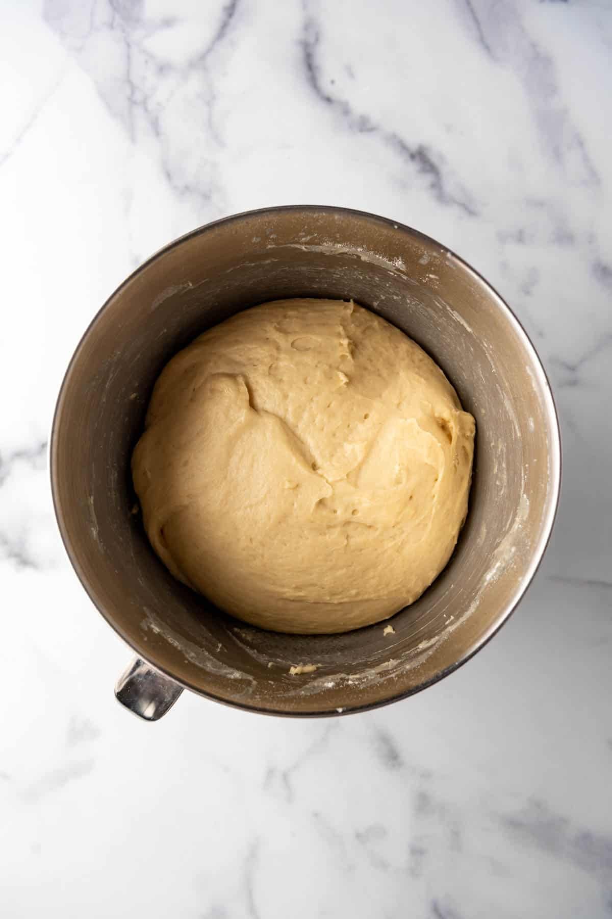 Kuchen dough when it has doubled in size.