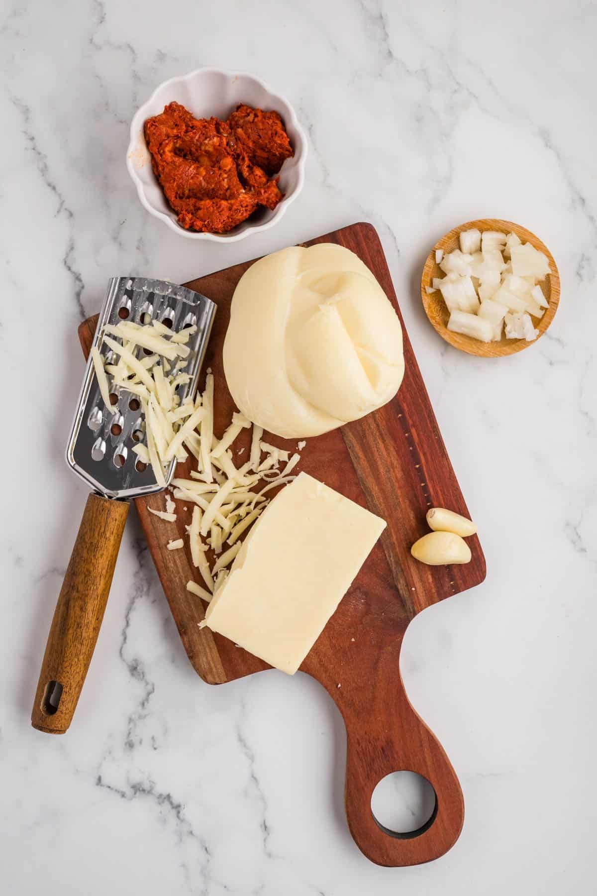 Ingredients for making queso fundido.
