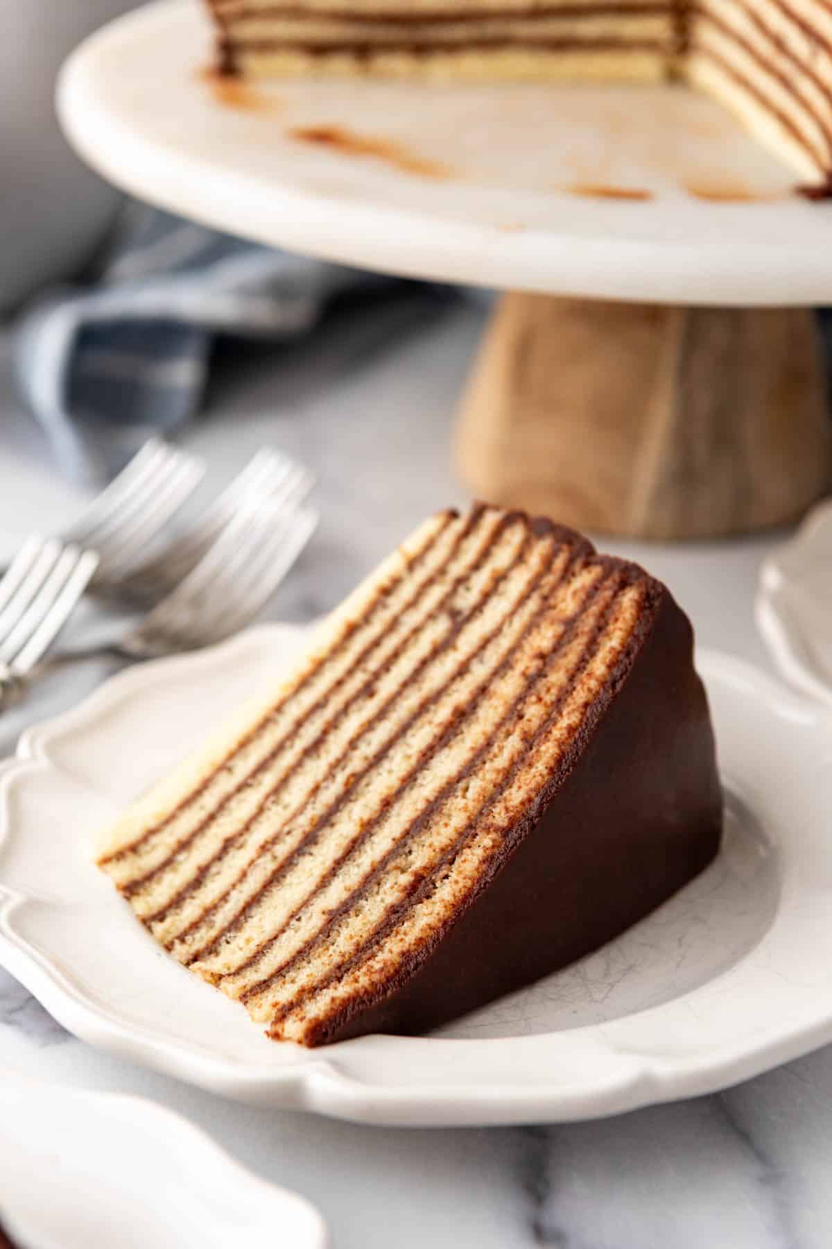 A slice of a 9-layer Smith Island cake.