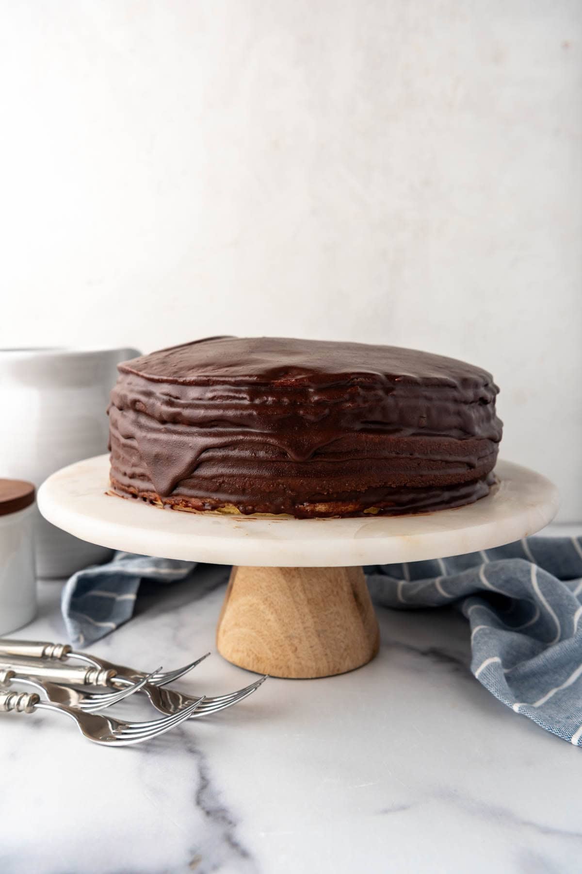 An image of a chocolate-iced Smith Island cake.